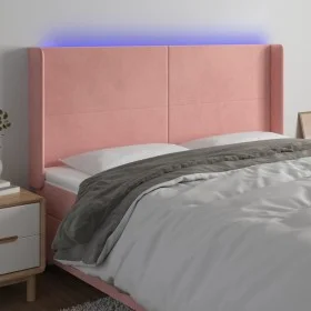 Rosa Samtkopfteil mit LED 163x16x118/128 cm von vidaXL, Kopf- und Fußteile - Ref: Foro24-3123827, Preis: 124,03 €, Rabatt: %