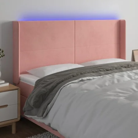 Rosa Samtkopfteil mit LED 163x16x118/128 cm von vidaXL, Kopf- und Fußteile - Ref: Foro24-3123827, Preis: 124,03 €, Rabatt: %