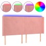 Cabecero con LED de terciopelo rosa 163x16x118/128 cm de vidaXL, Cabeceros y pies de cama - Ref: Foro24-3123827, Precio: 134,...