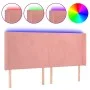 Pink velvet headboard with LED 163x16x118/128 cm by vidaXL, Headboards and footboards - Ref: Foro24-3123827, Price: 124,03 €,...