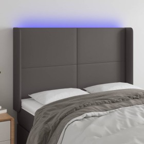 Cabecero con LED cuero sintético gris 147x16x118/128cm de vidaXL, Cabeceros y pies de cama - Ref: Foro24-3123862, Precio: 115...