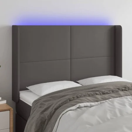 Kopfteil mit LED-grauem Kunstleder 147x16x118/128cm von vidaXL, Kopf- und Fußteile - Ref: Foro24-3123862, Preis: 112,84 €, Ra...