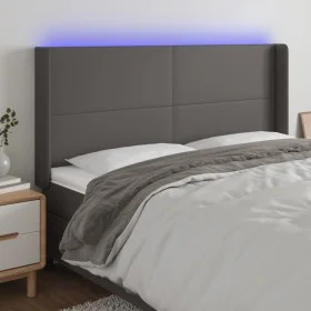 Kopfteil mit LED-grauem Kunstleder 203x16x118/128 cm von vidaXL, Kopf- und Fußteile - Ref: Foro24-3123880, Preis: 140,65 €, R...