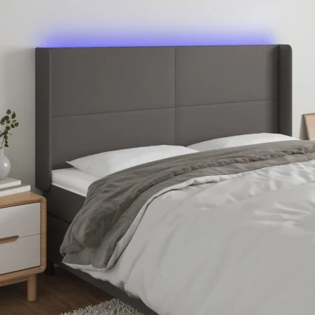Kopfteil mit LED-grauem Kunstleder 203x16x118/128 cm von vidaXL, Kopf- und Fußteile - Ref: Foro24-3123880, Preis: 140,65 €, R...