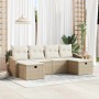 Conjunto de sofá de jardín con cojín 6 pcs Beige Poliratán en Sofás de exterior | Comprar online en Foru.es