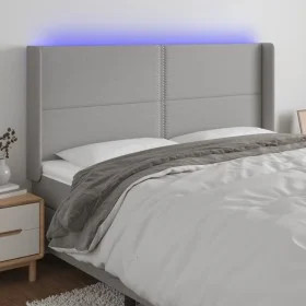 Light gray fabric headboard with LED 203x16x118/128 cm by vidaXL, Headboards and footboards - Ref: Foro24-3123930, Price: 112...