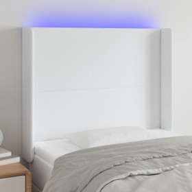 Cabecero con LED cuero sintético blanco 93x16x118/128 cm de vidaXL, Cabeceros y pies de cama - Ref: Foro24-3123847, Precio: 9...