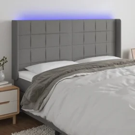 Dark gray fabric headboard with LED 203x16x118/128 cm by vidaXL, Headboards and footboards - Ref: Foro24-3124071, Price: 155,...