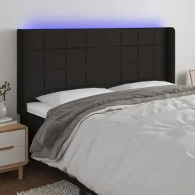 Black fabric headboard with LED 163x16x118/128 cm by vidaXL, Headboards and footboards - Ref: Foro24-3124056, Price: 152,16 €...