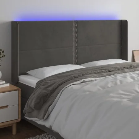 Dark gray velvet headboard with LED 203x16x118/128 cm by vidaXL, Headboards and footboards - Ref: Foro24-3123975, Price: 112,...