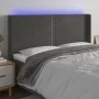 Dark gray velvet headboard with LED 203x16x118/128 cm by vidaXL, Headboards and footboards - Ref: Foro24-3123975, Price: 112,...