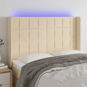 Cabecero con LED de tela color crema 147x16x118/128 cm de vidaXL, Cabeceros y pies de cama - Ref: Foro24-3124051, Precio: 112...