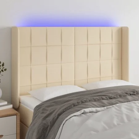 Kopfteil aus cremefarbenem Stoff mit LED 147x16x118/128 cm von vidaXL, Kopf- und Fußteile - Ref: Foro24-3124051, Preis: 112,2...