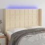 Kopfteil aus cremefarbenem Stoff mit LED 147x16x118/128 cm von vidaXL, Kopf- und Fußteile - Ref: Foro24-3124051, Preis: 112,2...