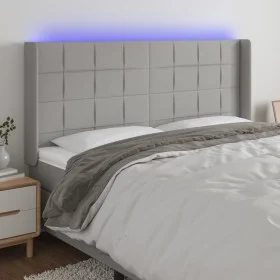 Cabecero con LED de tela gris claro 163x16x118/128 cm de vidaXL, Cabeceros y pies de cama - Ref: Foro24-3124054, Precio: 123,...