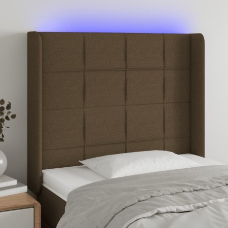 Cabecero con LED de tela marrón oscuro 93x16x118/128 cm de vidaXL, Cabeceros y pies de cama - Ref: Foro24-3124033, Precio: 79...