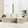Conjunto de sofá de jardín con cojín 4 pcs Beige Poliratán en Sofás de exterior | Comprar online en Foru.es