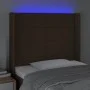 Headboard with LED in dark brown fabric 93x16x118/128 cm by vidaXL, Headboards and footboards - Ref: Foro24-3124033, Price: 8...