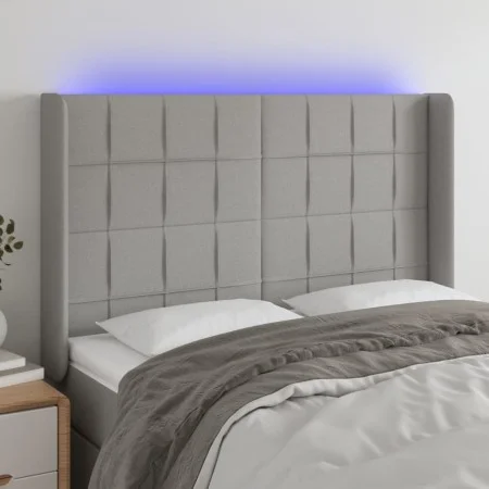Light gray fabric headboard with LED 147x16x118/128 cm by vidaXL, Headboards and footboards - Ref: Foro24-3124046, Price: 128...