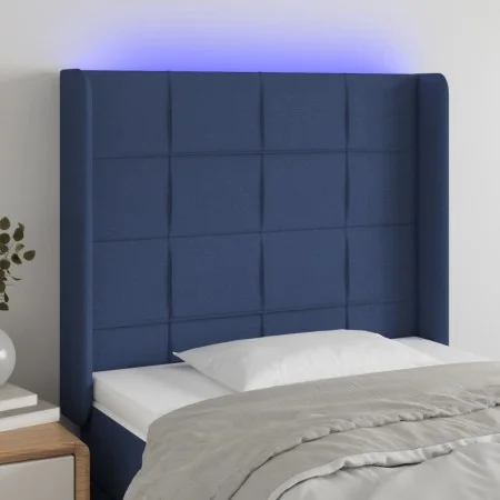 Blue fabric headboard with LED 83x16x118/128 cm by vidaXL, Headboards and footboards - Ref: Foro24-3124028, Price: 78,82 €, D...