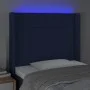 Blue fabric headboard with LED 83x16x118/128 cm by vidaXL, Headboards and footboards - Ref: Foro24-3124028, Price: 78,82 €, D...
