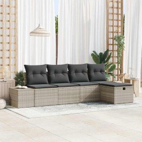 Conjunto de sofás de jardín 5 pcs Gris Claro ratán sintético en Sofás de exterior | Comprar online en Foru.es