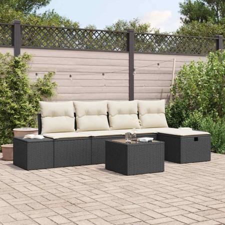 Conjunto de sofás de jardín 6 pcs Negro ratán sintético en Sofás de exterior | Comprar online en Foru.es