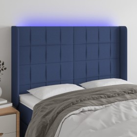 Cabecero con LED de tela azul 147x16x118/128 cm de vidaXL, Cabeceros y pies de cama - Ref: Foro24-3124052, Precio: 115,28 €, ...