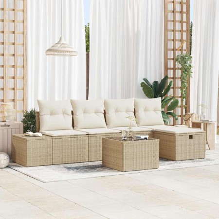 Conjunto de sofás de jardín 6 pcs Beige ratán sintético en Sofás de exterior | Comprar online en Foru.es