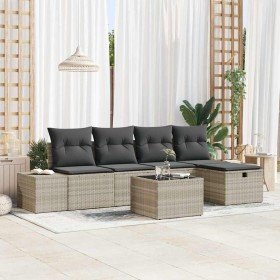 Conjunto de sofás de jardín 6 pcs Gris Claro ratán sintético en Sofás de exterior | Comprar online en Foru.es