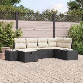 Conjunto de sofá de jardín 6 pcs Negro ratán sintético en Sofás de exterior | Comprar online en Foru.es