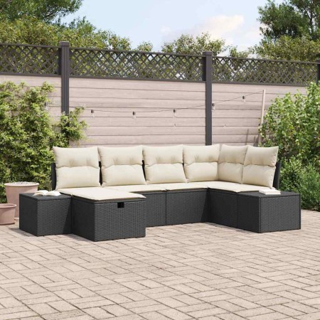 Conjunto de sofá de jardín 6 pcs Negro ratán sintético en Sofás de exterior | Comprar online en Foru.es