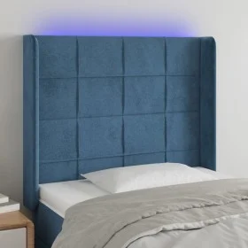 Dark blue velvet LED headboard 103x16x118/128 cm by vidaXL, Headboards and footboards - Ref: Foro24-3124094, Price: 100,97 €,...