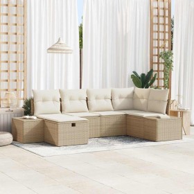 Conjunto de sofá de jardín 6 pcs Beige ratán sintético en Sofás de exterior | Comprar online en Foru.es