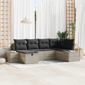 Conjunto de sofá de jardín 6 pcs Gris Claro ratán sintético en Sofás de exterior | Comprar online en Foru.es