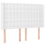 Cabecero con LED cuero sintético blanco 147x16x118/128 cm de vidaXL, Cabeceros y pies de cama - Ref: Foro24-3124139, Precio: ...