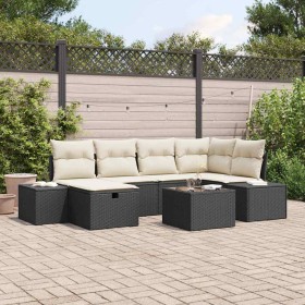 Conjunto de sofá de jardín 7 pcs Negro ratán sintético en Sofás de exterior | Comprar online en Foru.es