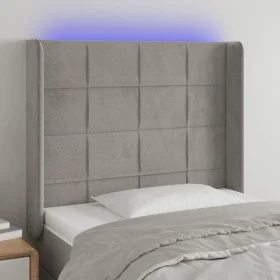 Light gray velvet headboard with LED 93x16x118/128 cm by vidaXL, Headboards and footboards - Ref: Foro24-3124084, Price: 83,2...