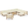 Set de muebles de jardín 12 piezas bambú y cojines blanco crema en Conjuntos de jardín | Comprar online en Foru.es