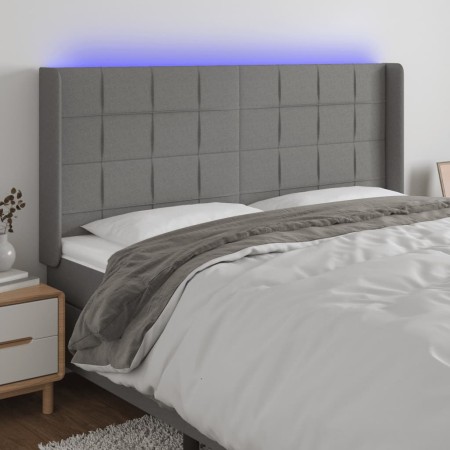 Cabecero con LED de tela gris oscuro 163x16x118/128 cm de vidaXL, Cabeceros y pies de cama - Ref: Foro24-3124055, Precio: 131...