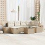 Conjunto de sofá de jardín 7 pcs Beige ratán sintético en Sofás de exterior | Comprar online en Foru.es