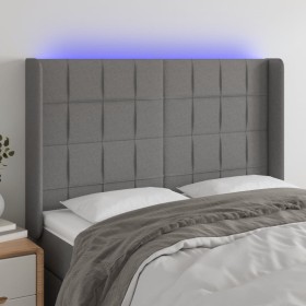 Cabecero con LED de tela gris oscuro 147x16x118/128 cm de vidaXL, Cabeceros y pies de cama - Ref: Foro24-3124047, Precio: 135...