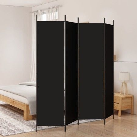 Biombo divisor de 4 paneles de tela negro 200x200 cm de vidaXL, Divisores de ambientes - Ref: Foro24-350185, Precio: 36,84 €,...
