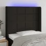 Black fabric headboard with LED 93x16x118/128 cm by vidaXL, Headboards and footboards - Ref: Foro24-3124032, Price: 84,35 €, ...