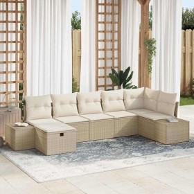 Conjunto de sofá de jardín 7 pcs Beige ratán sintético en Sofás de exterior | Comprar online en Foru.es