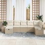 Conjunto de sofá de jardín 7 pcs Beige ratán sintético en Sofás de exterior | Comprar online en Foru.es