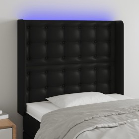 Cabecero con LED cuero sintético negro 103x16x118/128 cm de vidaXL, Cabeceros y pies de cama - Ref: Foro24-3124132, Precio: 6...