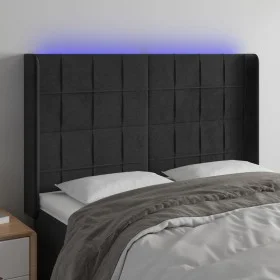Cabecero con LED de terciopelo negro 147x16x118/128 cm de vidaXL, Cabeceros y pies de cama - Ref: Foro24-3124098, Precio: 147...