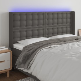 Cabecero con LED cuero sintético gris 147x16x118/128cm de vidaXL, Cabeceros y pies de cama - Ref: Foro24-3124142, Precio: 119...