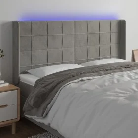 Hellgraues Samtkopfteil mit LED 183x16x118/128 cm von vidaXL, Kopf- und Fußteile - Ref: Foro24-3124108, Preis: 132,02 €, Raba...
